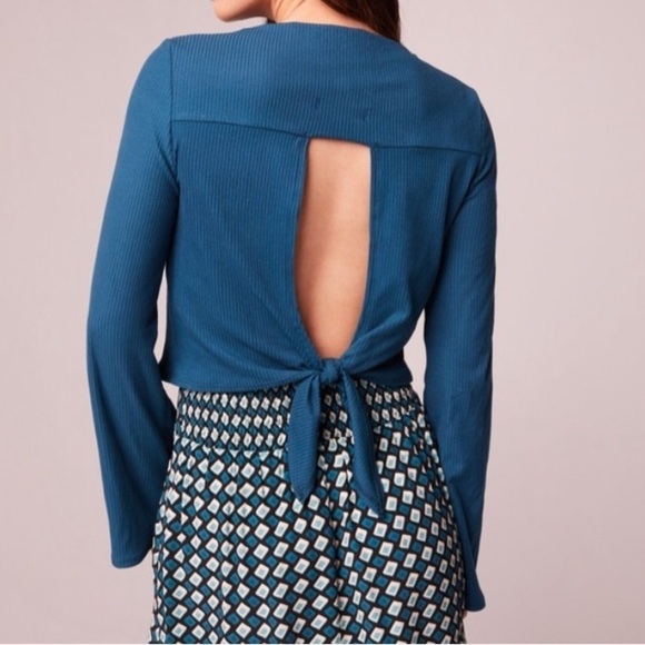 Band of Gypsies | NWT Blue Mandarin Collar Crop Top M - Picture 2 of 4